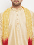 Men's Gold Cotton Silk Blend Kurta And Gold Pant Style Pyjama Set With Dupatta