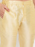 Men's Gold Cotton Silk Blend Kurta And Gold Pant Style Pyjama Set With Dupatta