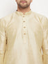 Men's Gold Cotton Silk Blend Kurta And Maroon Pant Style Pyjama Set