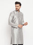VASTRAMAY Men's Grey Cotton Silk Blend Kurta