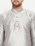 VASTRAMAY Men's Grey Cotton Silk Blend Kurta