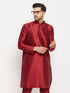 Men's Maroon Cotton Silk Blend Kurta