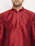 Men's Maroon Silk Blend Kurta And Cream Pant Style Pyjama Set