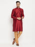 Men's Maroon Silk Blend Kurta And Rose Gold Pant Style Pyjama Set