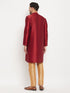 Men's Maroon Silk Blend Kurta And Rose Gold Pant Style Pyjama Set