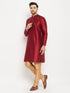 Men's Maroon Silk Blend Kurta And Rose Gold Pant Style Pyjama Set