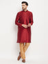 Men's Maroon Silk Blend Kurta And Rose Gold Pant Style Pyjama Set