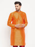 VASTRAMAY Men's Orange Cotton Silk Blend Kurta