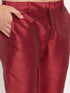 Men's Rose Gold Silk Blend Kurta And Maroon Pant Style Pyjama Set