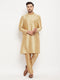Men's Rose Gold Silk Blend Kurta And Rose Gold Pant Style Pyjama Set