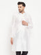 VASTRAMAY Men's White Cotton Silk Blend Kurta
