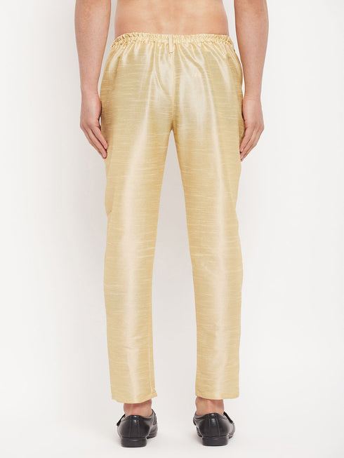 Men's Gold Silk Blend Pant Style Pyjama