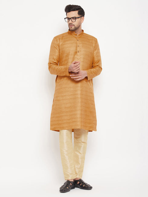 Men's Gold Silk Blend Pant Style Pyjama