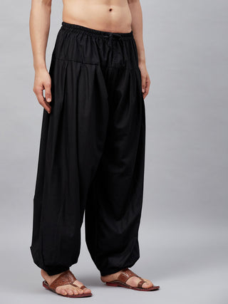 VASTRAMAY Men's Black Cotton Silk Blend Pyjama