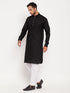Men's Black And White Cotton Blend Pathani Suit Set