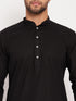 Men's Black And White Cotton Blend Pathani Suit Set