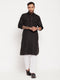 Men's Black Pathani Suit With White Pant Set