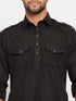 Men's Black Pathani Suit With White Pant Set