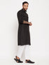 Men's Black Pathani Suit With White Pant Set