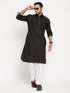 Men's Black Pathani Suit With White Pant Set