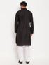 Men's Black And White Cotton Blend Pathani Suit Set