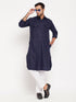 Men's Blue Pathani Suit With White Pant Set