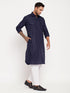 Men's Blue Pathani Suit With White Pant Set