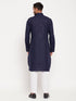 Men's Blue Pathani Suit With White Pant Set