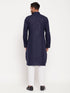 Men's Blue Pathani Suit With White Pant Set