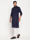 Men's Blue Pathani Suit With White Pant Set