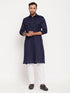 Men's Blue Pathani Suit With White Pant Set