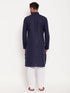 Men's Blue And White Cotton Blend Pathani Suit Set
