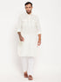 Men's Cream Pathani Suit With White Pant Set