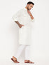 Men's Cream Pathani Suit With White Pant Set