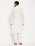 Men's Cream Pathani Suit With White Pant Set