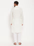 Men's Cream Pathani Suit With White Pant Set