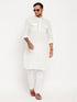 Men's Cream Pathani Suit With White Pant Set
