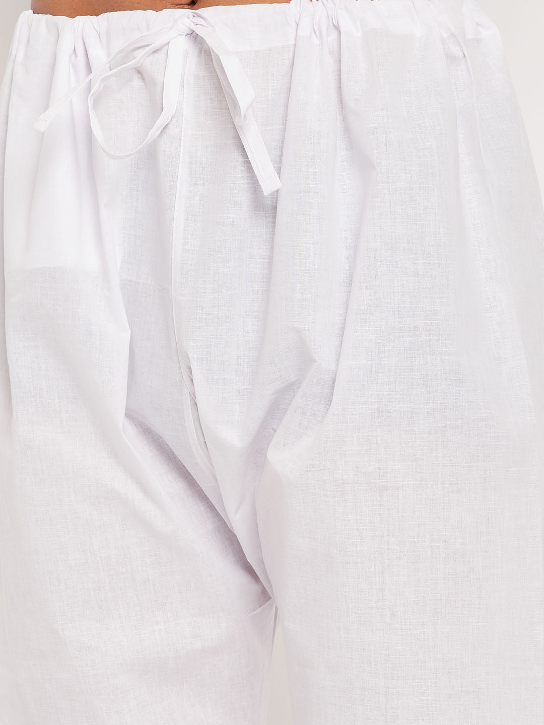 Men's Cream And White Cotton Blend Pathani Suit Set