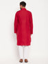 Men's Maroon Pathani Suit With White Pant Set