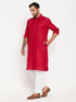 Men's Maroon Pathani Suit With White Pant Set