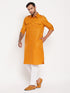 Men's Rust Pathani Suit With White Pant Set