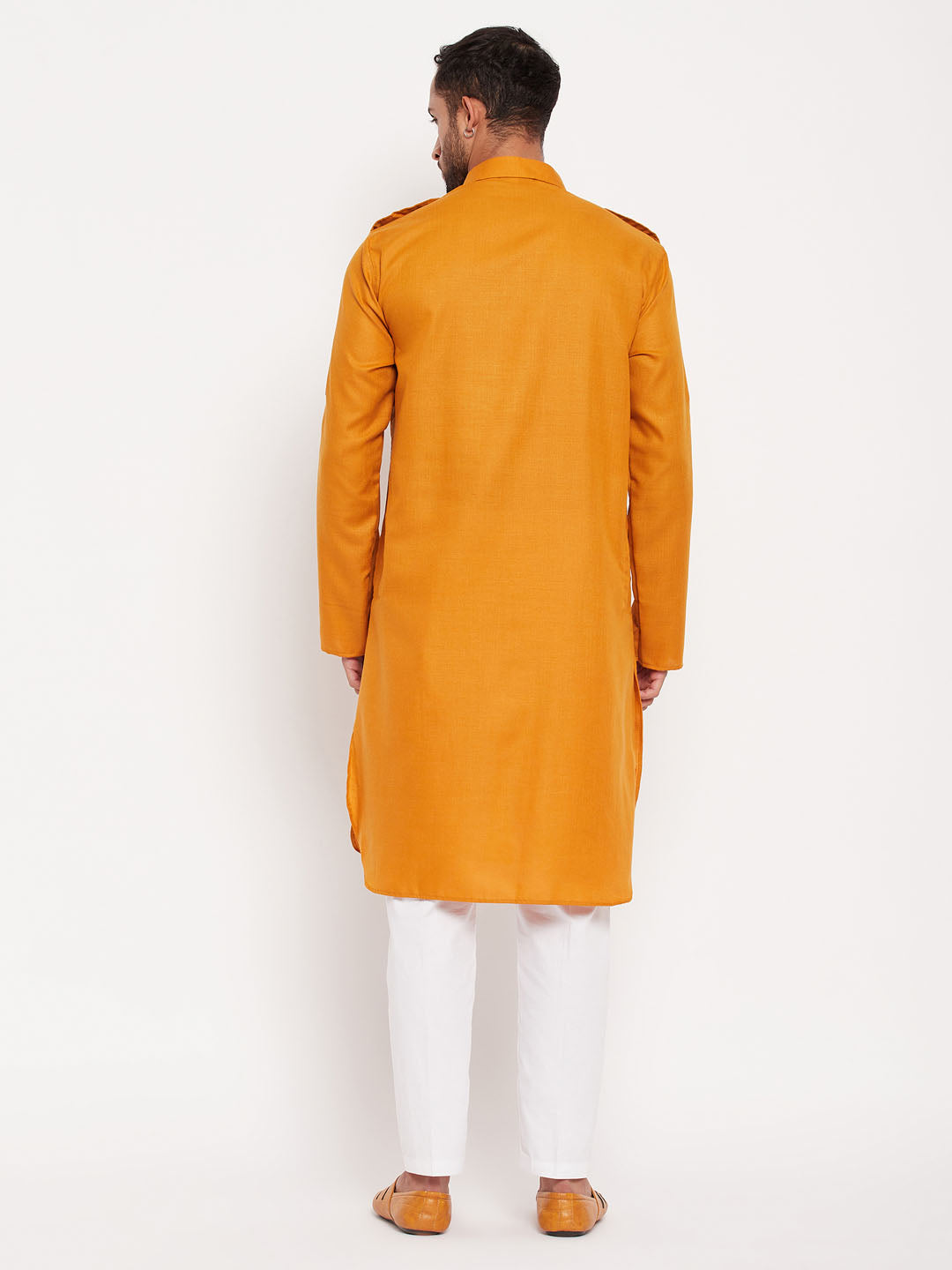 Men's Rust Pathani Suit With White Pant Set