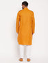 Men's Rust Pathani Suit With White Pant Set
