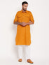 Men's Rust Pathani Suit With White Pant Set