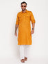 Men's Rust And White Cotton Blend Pathani Suit Set