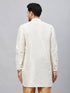 VASTRAMAY Men's Cream Silk Blend Curved Kurta