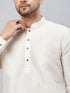 VASTRAMAY Men's Cream Silk Blend Curved Kurta