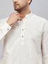 Men's Cream Silk Blend Curved Kurta Pant Set