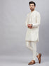 Men's Cream Silk Blend Curved Kurta Pant Set