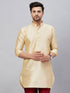 Men's Gold Silk Blend Curved Kurta